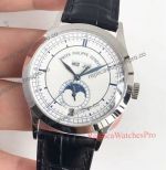 Patek Philippe Moonphase Black Leather Band Replica Watch For Sale 